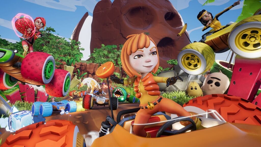 Uma imagem do jogo All-Star Fruit Racing
