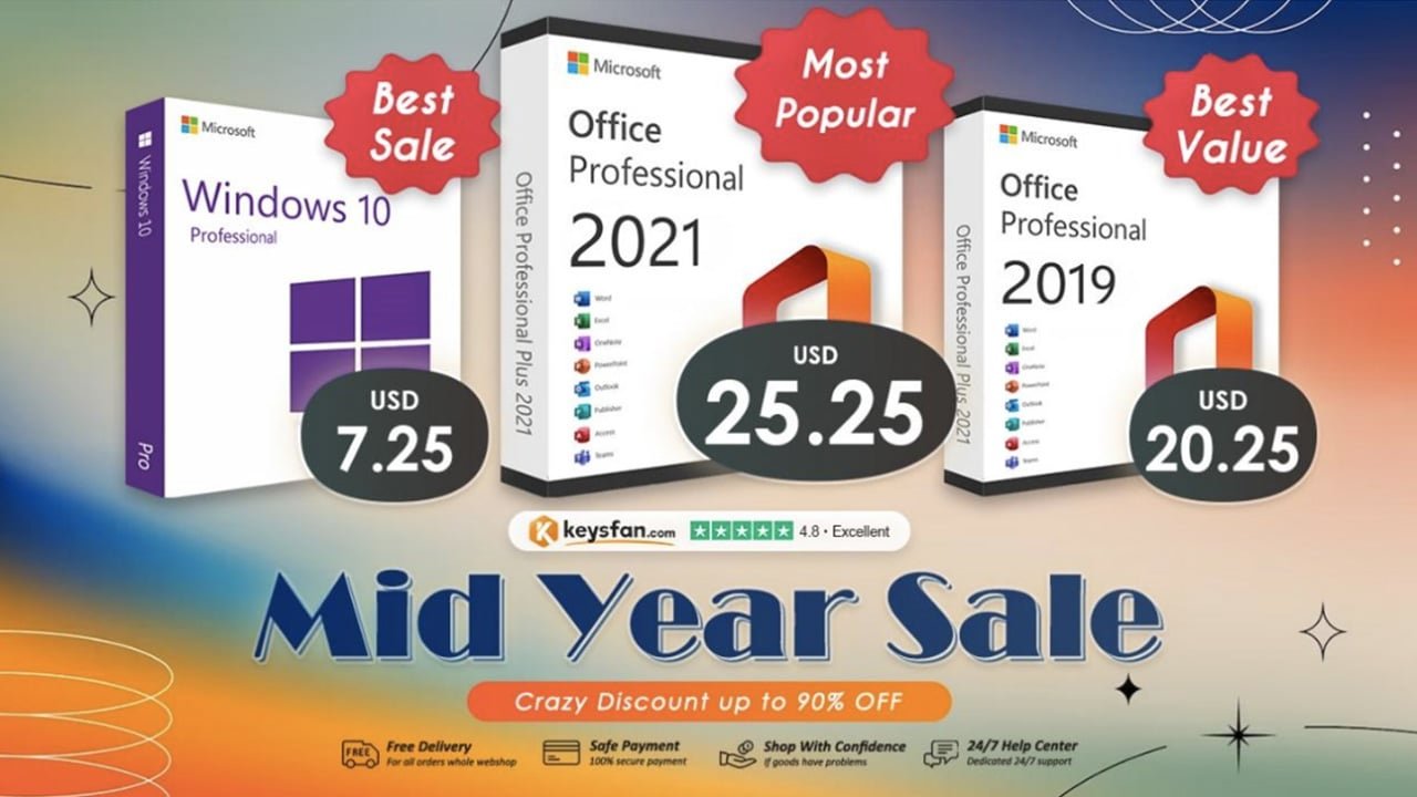 Licenças vitalícias para Office 2021 e Windows 10/11 a partir de US$7 estão disponíveis na venda de meio de ano da Keysfan