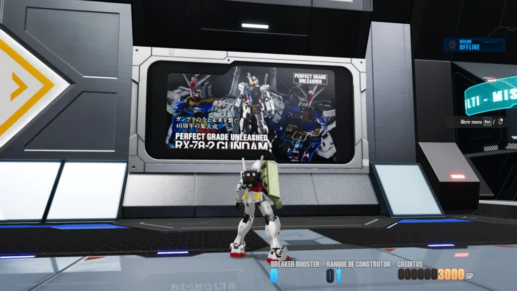 Imagem retratando comerciais de model kits em Gundam Breaker 4